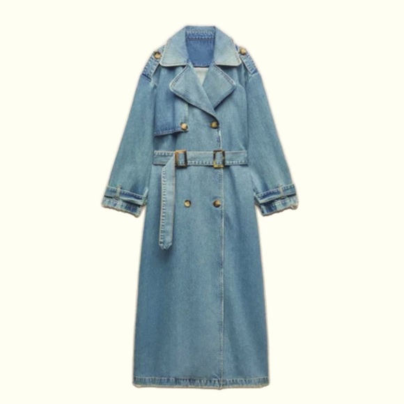 Zara Jackets & Blazers - Belted Denim Trench Coat Double Breasted
